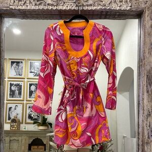Vintage Trina Turk Pink x Banana Republic Retro Swirl Print Size 0